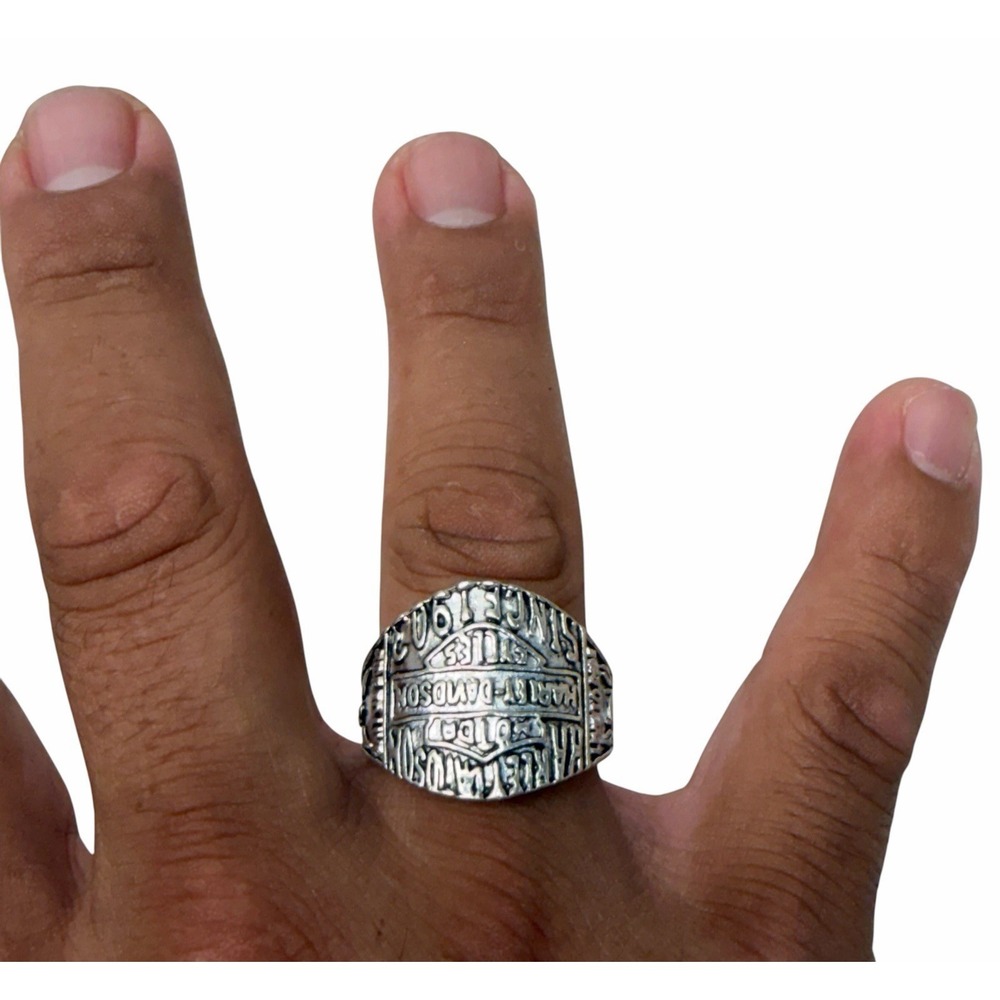 Harley Davidson Motor Cycles Ring Men's Silver Tone Zinc Alloy Ring Size 12.5 - Picture 7 of 7